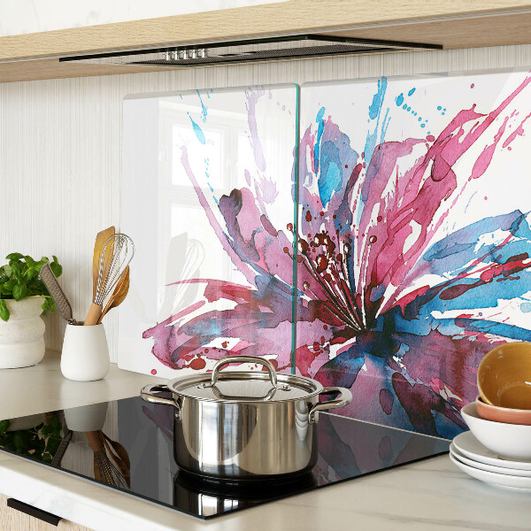 Tagliere in vetro temperato con motivo di acquerelli floreali dai colori intensi