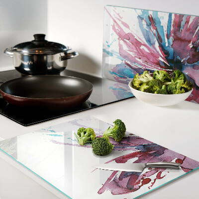 Tagliere in vetro temperato con motivo di acquerelli floreali dai colori intensi