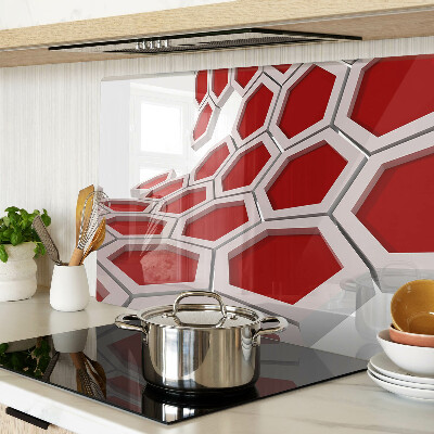 Tagliere in vetro temperato con motivo esagonale nei toni del rosso