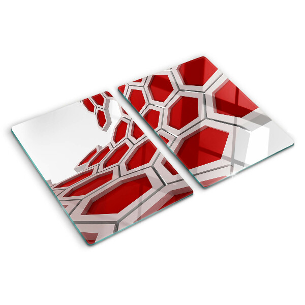 Tagliere in vetro temperato con motivo esagonale nei toni del rosso