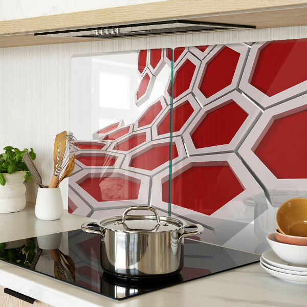Tagliere in vetro temperato con motivo esagonale nei toni del rosso