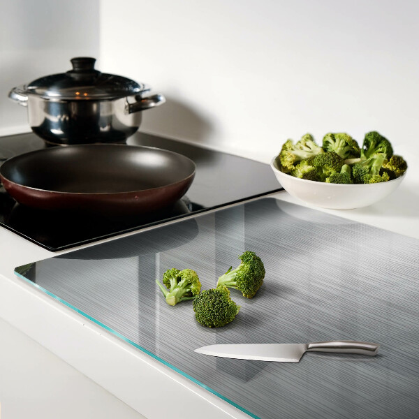 Tagliere in vetro temperato con finitura effetto acciaio spazzolato