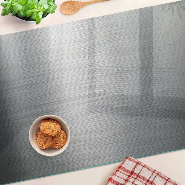 Tagliere in vetro temperato con finitura effetto acciaio spazzolato