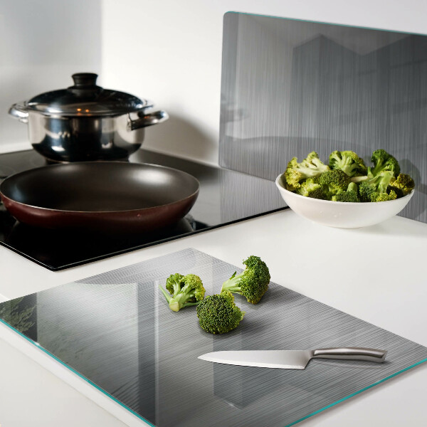 Tagliere in vetro temperato con finitura effetto acciaio spazzolato