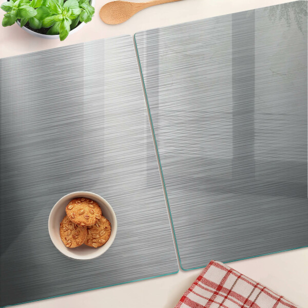 Tagliere in vetro temperato con finitura effetto acciaio spazzolato