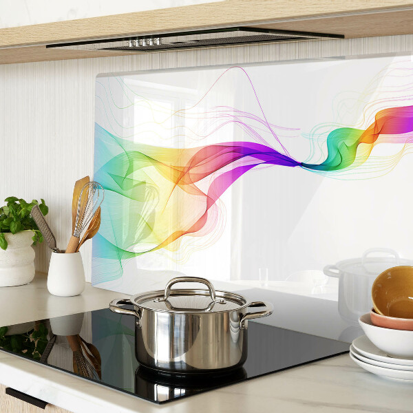 Tagliere in vetro temperato con motivo a onde dai colori arcobaleno