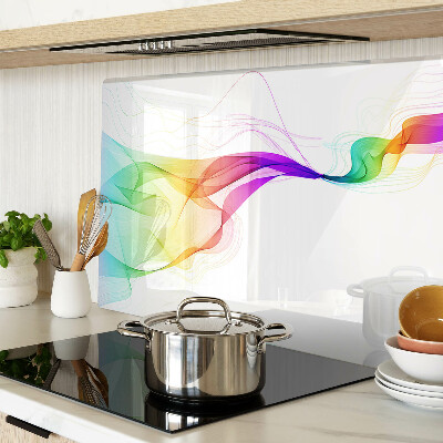 Tagliere in vetro temperato con motivo a onde dai colori arcobaleno