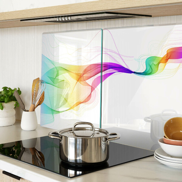 Tagliere in vetro temperato con motivo a onde dai colori arcobaleno