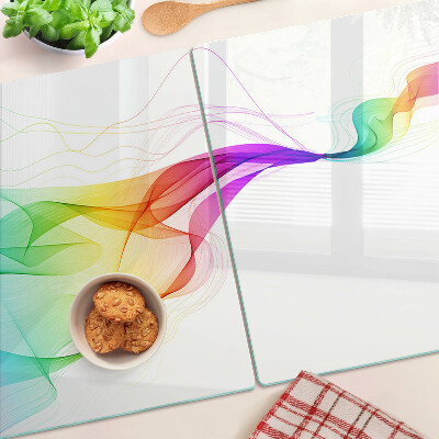 Tagliere in vetro temperato con motivo a onde dai colori arcobaleno