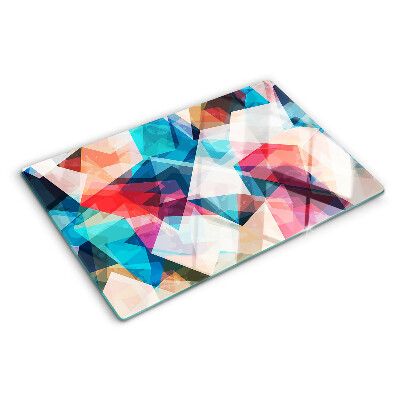 Tagliere in vetro temperato con motivi geometrici astratti in colori pastello
