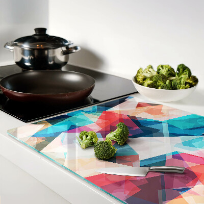 Tagliere in vetro temperato con motivi geometrici astratti in colori pastello