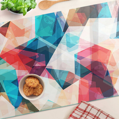 Tagliere in vetro temperato con motivi geometrici astratti in colori pastello