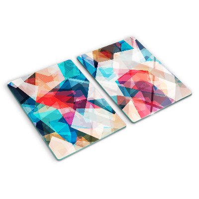 Tagliere in vetro temperato con motivi geometrici astratti in colori pastello
