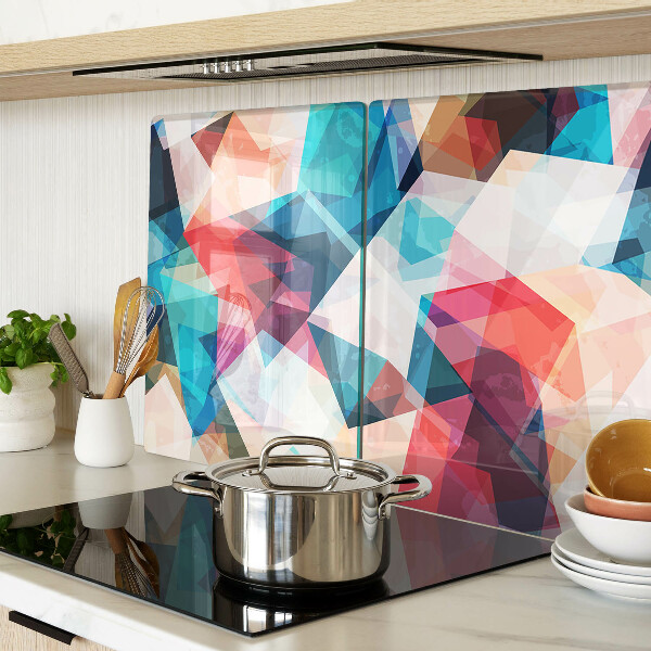 Tagliere in vetro temperato con motivi geometrici astratti in colori pastello