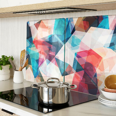 Tagliere in vetro temperato con motivi geometrici astratti in colori pastello