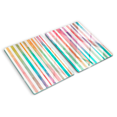 Tagliere in vetro temperato con strisce colorate nei toni dell'arcobaleno