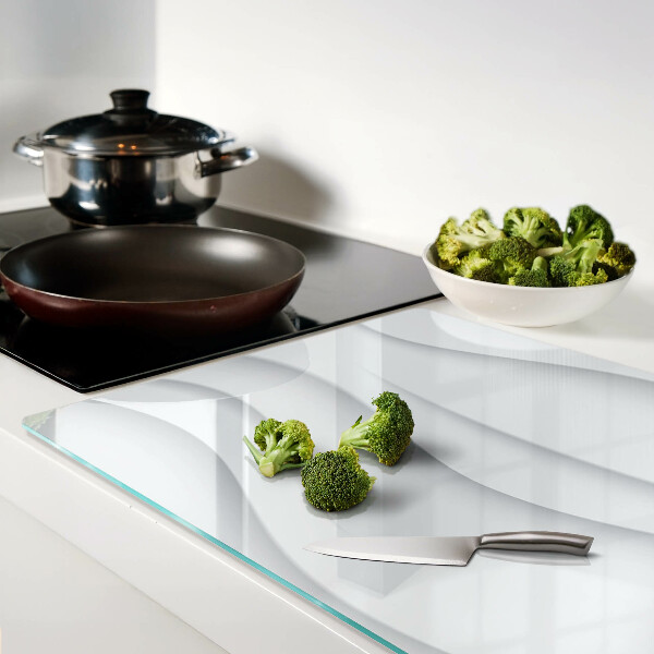 Tagliere in vetro temperato con motivo a onde e linee