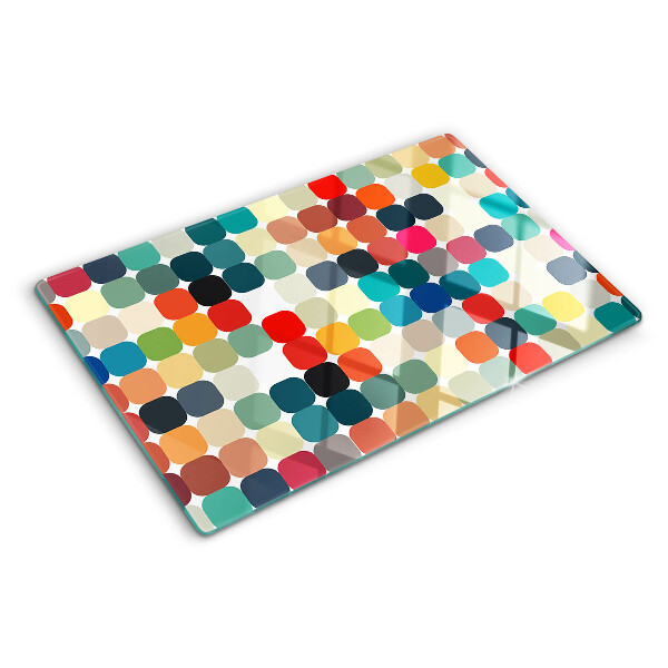 Tagliere in vetro temperato con motivo a cerchi colorati