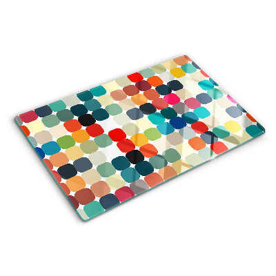 Tagliere in vetro temperato con motivo a cerchi colorati