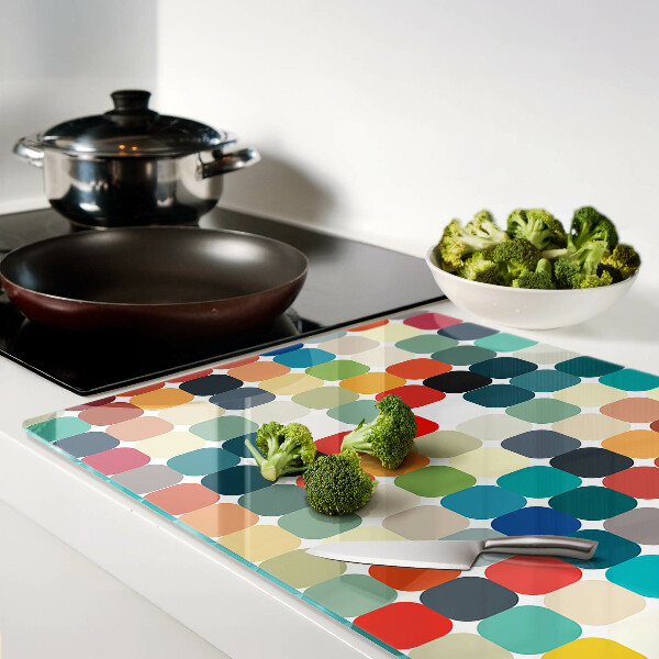 Tagliere in vetro temperato con motivo a cerchi colorati