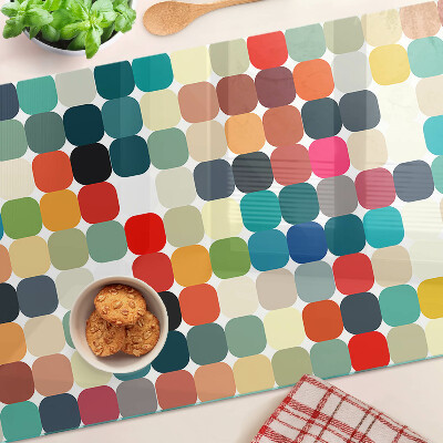 Tagliere in vetro temperato con motivo a cerchi colorati