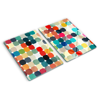 Tagliere in vetro temperato con motivo a cerchi colorati