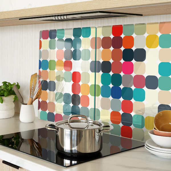 Tagliere in vetro temperato con motivo a cerchi colorati