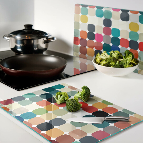 Tagliere in vetro temperato con motivo a cerchi colorati