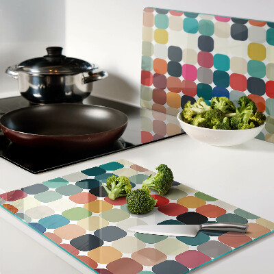 Tagliere in vetro temperato con motivo a cerchi colorati