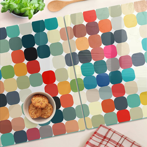 Tagliere in vetro temperato con motivo a cerchi colorati