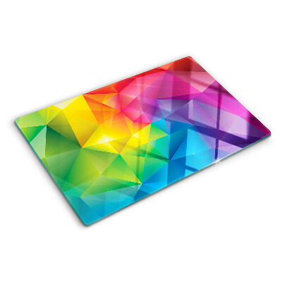 Tagliere in vetro con motivo geometrico colorato nei toni dell'arcobaleno