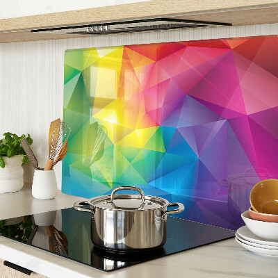 Tagliere in vetro con motivo geometrico colorato nei toni dell'arcobaleno