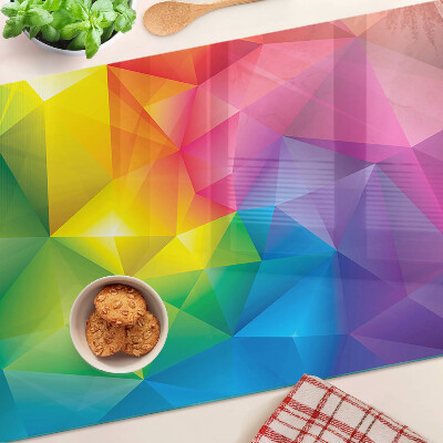 Tagliere in vetro con motivo geometrico colorato nei toni dell'arcobaleno