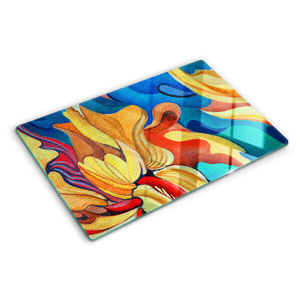 Tagliere in vetro temperato Fiori colorati su sfondo astratto