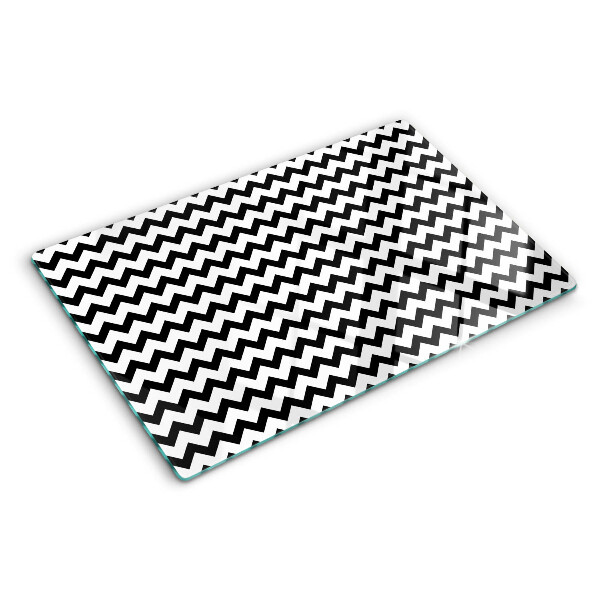 Tagliere in vetro temperato Zigzag in bianco e nero