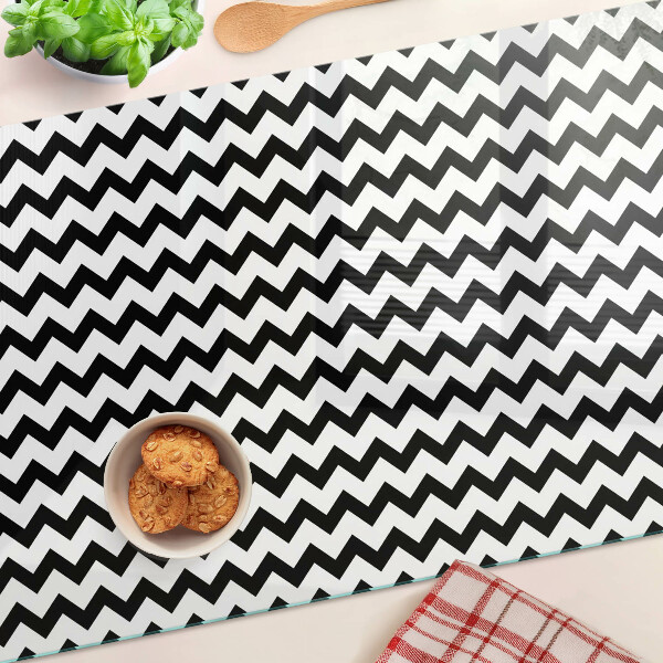 Tagliere in vetro temperato Zigzag in bianco e nero