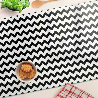 Tagliere in vetro temperato con motivo zigzag in bianco e nero
