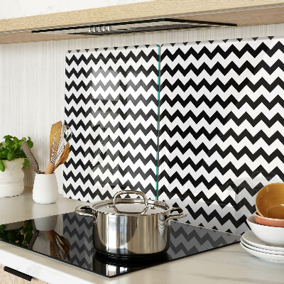 Tagliere in vetro temperato con motivo zigzag in bianco e nero