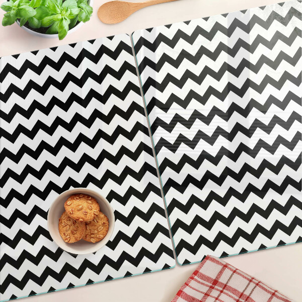 Tagliere in vetro temperato Zigzag in bianco e nero