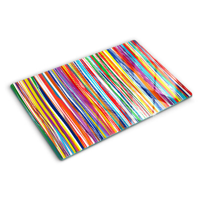 Tagliere in vetro con strisce colorate in varie tonalità