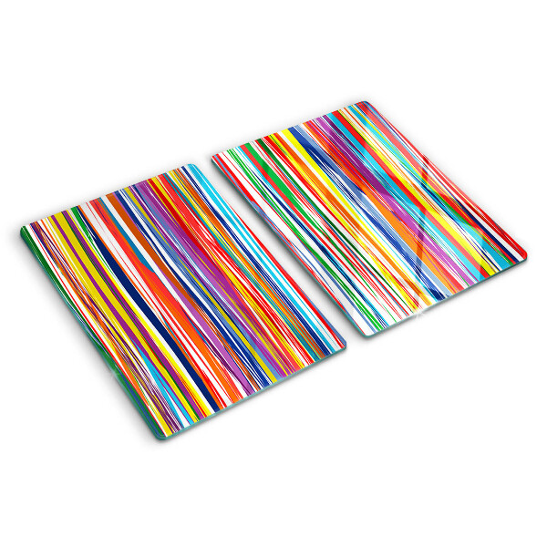 Tagliere in vetro con strisce colorate in varie tonalità