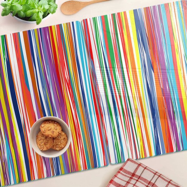 Tagliere in vetro con strisce colorate in varie tonalità