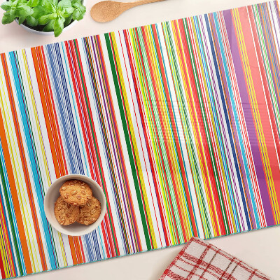 Tagliere in vetro temperato con strisce colorate