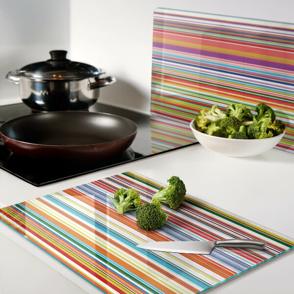 Tagliere in vetro temperato con strisce colorate