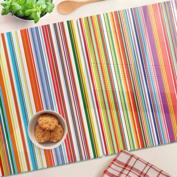 Tagliere in vetro temperato con strisce colorate