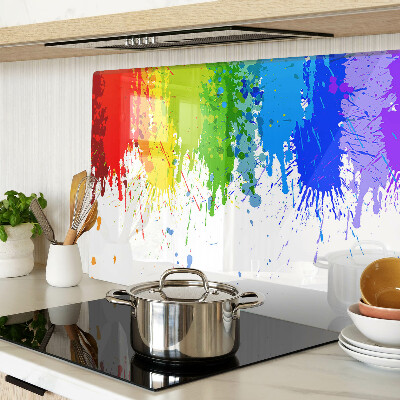 Tagliere in vetro con motivo a macchie di vernice colorata