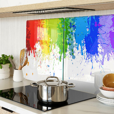 Tagliere in vetro con motivo a macchie di vernice colorata