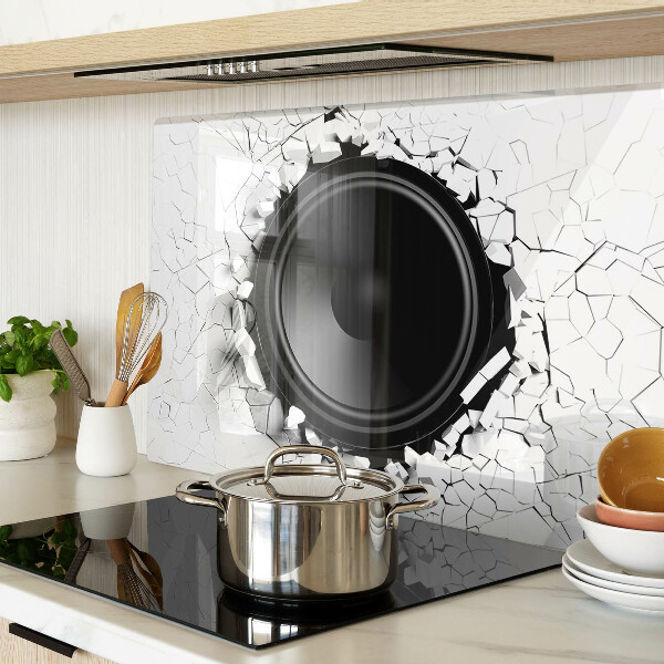 Tagliere in vetro temperato con motivo altoparlante nel muro rotto