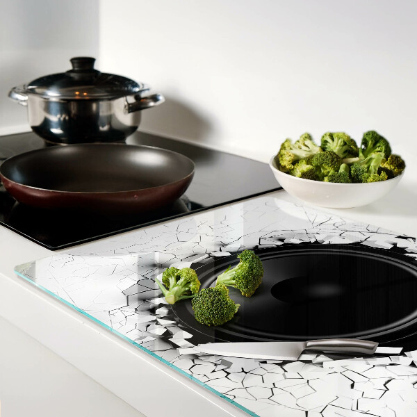 Tagliere in vetro temperato con motivo altoparlante nel muro rotto