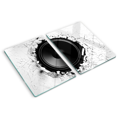 Tagliere in vetro temperato con motivo altoparlante nel muro rotto